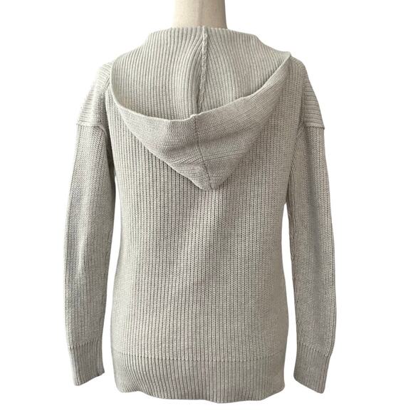 Rachel Zoe Women’s Hooded Sweater Ribbed Knit Pullover sz S Neutral Cream Gray - Picture 3 of 11